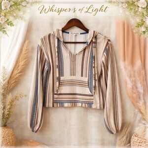 ✨ WALLFLOWER Baja Hoodie | Size Small | Boho Striped Knit Pullover ✨